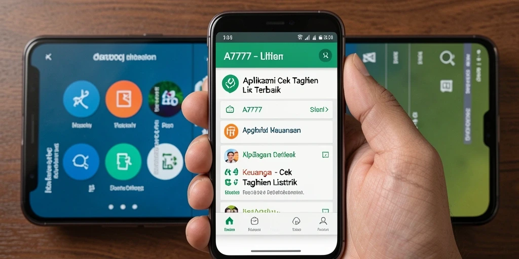 Tampilan antarmuka A7777 untuk cek tagihan listrik.