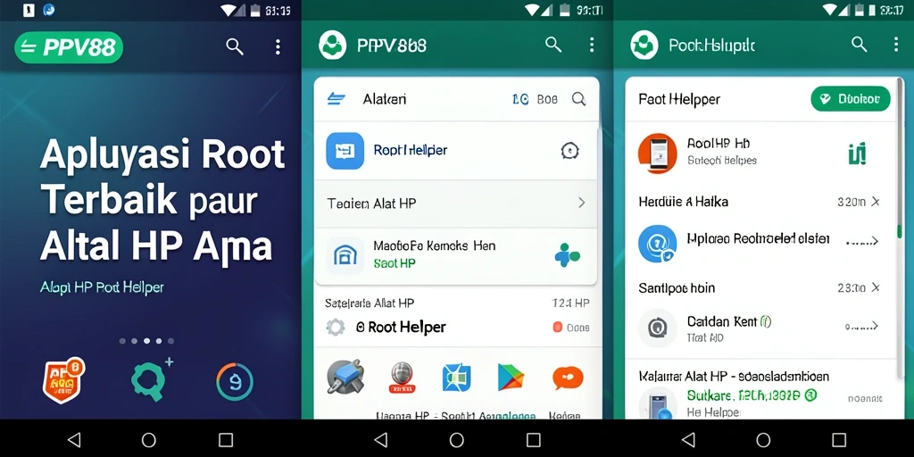 Tampilan antarmuka PPV88 dengan semua fitur Root Helper.