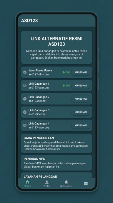Halaman Link Alternatif asd123 untuk Android